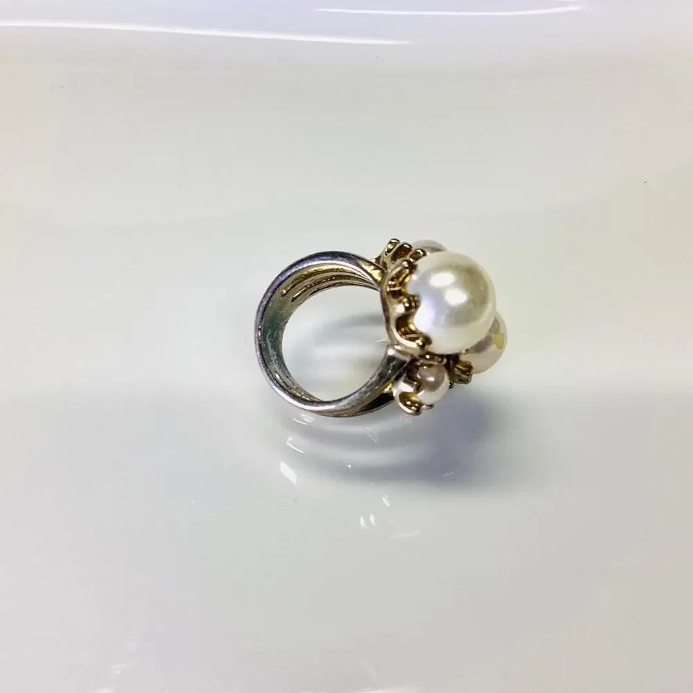 Large Artificial Pearls Statement Ring